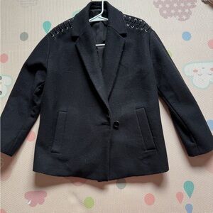 All Saints Black Blazer with Studded Shoulders